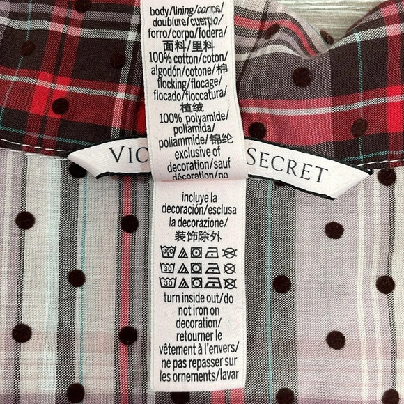 Victoria’s Secret Button Front Sleep Shirt Nightgown Plaid Polka Dot M - Picture 13 of 16